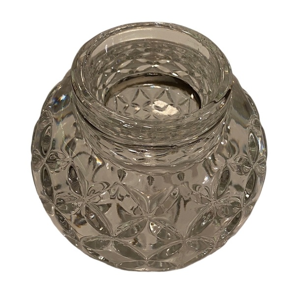Vintage Clear Glass Reversible Large Fairy Lamp Diamond Cut Design Candle Holder - Picture 6 of 8